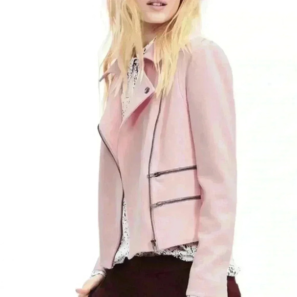Banana Republic Pink PL Moto JacketSize 6 - Picture 2 of 7